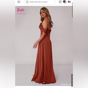 Azazie Terracotta Barbie bridesmaid dress